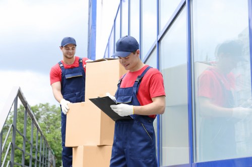 Packing boxes and household items prepared for removal services