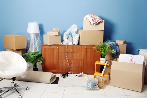 Retail and office relocation items organized for a Kentishtown business move