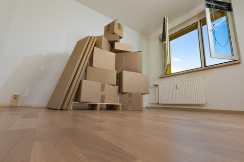 Completed house move with boxes placed in the new home